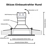 SMD LED Einbaustrahler Tomas / 230V / 3Watt / Schwenkbar...