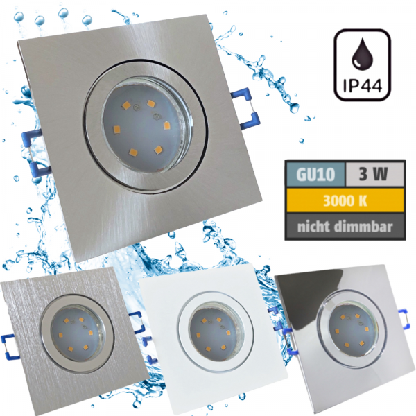 IP44 | SMD LED Einbauleuchten Marin | 3Watt | 230Volt | Quadratisch