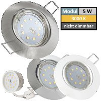 Flacher SMD LED Einbaustrahler Jan / 220Volt / 5Watt LED Lampenmodul / ET=32mm