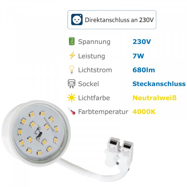 LED-Modul, 7Watt, 680Lumen, 230Volt, 50 x 23mm, Neutralweiß, 4000Kelvin