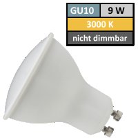 SMD LED Leuchtmittel 230Volt - 9Watt - WARMWEISS 3000Kelvin - 120&deg; Abstrahlwinkel - Sockel Gu10