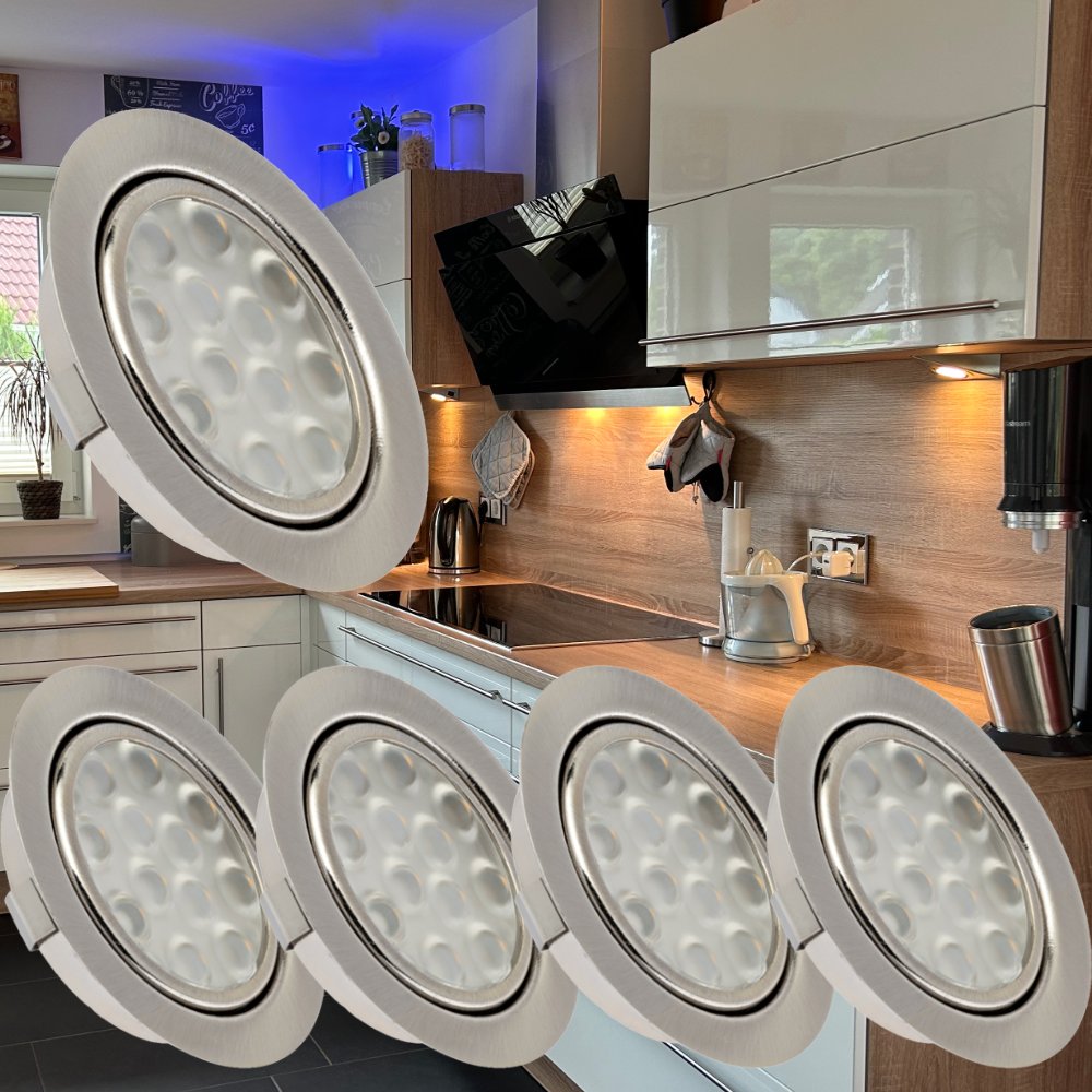 LED Möbeleinbaulampe Inge schwenkbar 12V Downlights 3W super flach Einbautiefe 