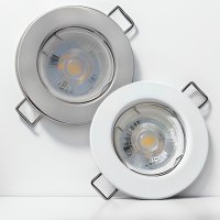 LED Einbaustrahler Tom / 230Volt / 7Watt / Dimmbar / Starr / Silber oder Weiss