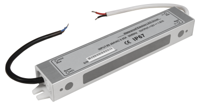Elektronischer LED Trafo 1 -&gt; 20Watt f&uuml;r LED Lampen oder Stripes. IP67 Spritzwasser gesch&uuml;tzt.