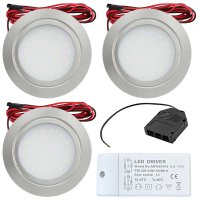 Sets Flache LED Möbel Einbauspots Mila 12V - 2,4W - 160Lumen - mit Trafo