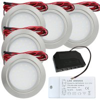 Sets Flache LED Möbel Einbauspots Mila 12V - 2,4W - 160Lumen - mit Trafo