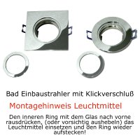 5W LED Bad Einbaustrahler Marin | 12V | IP44 | Eckig | Klares Schutzglas | Ohne Transformator