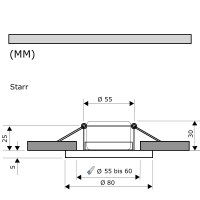 LED Einbaustrahler Tom | Flach | 230V | 7W | ET-30mm | Edelstahl gebürstet | STEP DIMMBAR