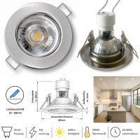 LED Einbaustrahler Tom / 230V / 3Watt / 250Lumen / Silber