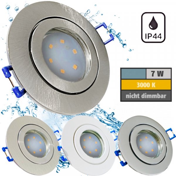 Für Feuchtraum Bad Dusche IP44 4er Set SMD LED Bad Einbaustrahler Aqua44-RD 