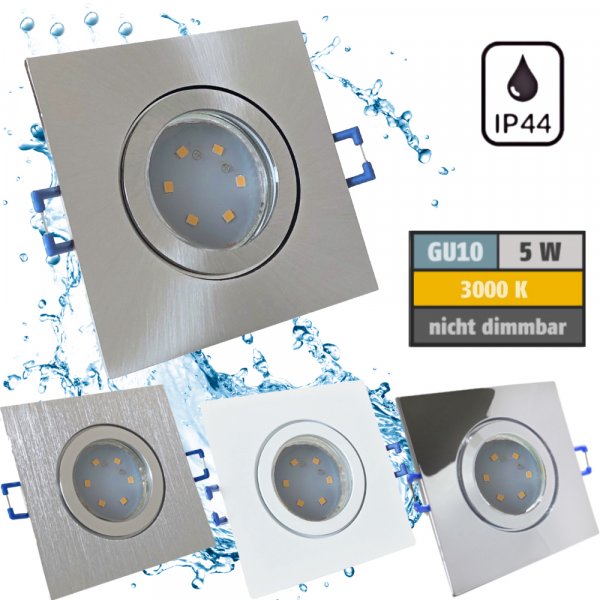 IP44 | SMD LED Einbauleuchten Marin | 5Watt | 230Volt | Quadratisch