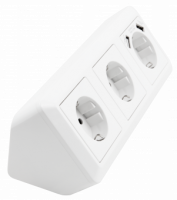 Steckdosenblock, 250Volt, 16A, Aufbau, Weiss, 3 x Steckdosen + 2 x USB