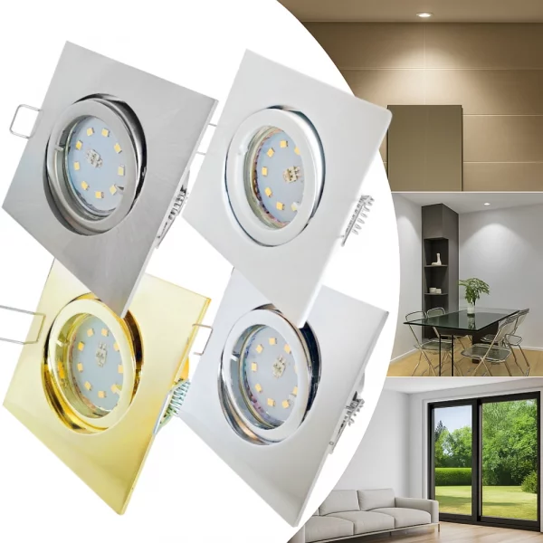 LED Einbaustrahler Dario 7W, schwenkbar, flach, Edelstahl gebürstet / Weiß