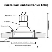 2er Set = 12Volt Bad Einbaustrahler Marin | IP44 | 3W |...