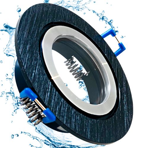 Runder Bad Einbaustrahler / 12V oder 230V/ IP44 / Rund / Ohne Leuchtmittel / Schwarz