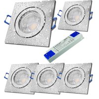 5er Set = 12Volt Bad Einbaustrahler Marin | IP44 | 3W |...