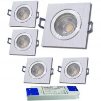 5er Set = 12Volt Bad Einbaustrahler Marin | IP44 | 3W | MCOB LED | inklusive LED Trafo 15Watt