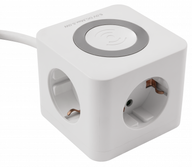 Tischsteckdose, 3 x Steckdose, 2 x USB-A, 1 x USB-C, QI aufladen