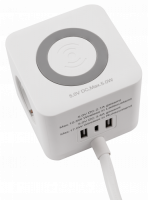 Tischsteckdose, 3 x Steckdose, 2 x USB-A, 1 x USB-C, QI aufladen