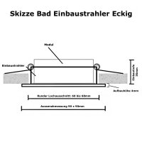 Eckiger Bad Einbaustrahler Marin / 12Volt / IP44 / Ohne...