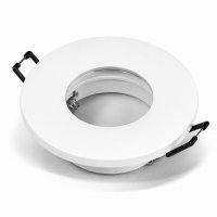 IP44 Einbaurahmen, Weiss, Rund, Schutzglas, Schraubanschluss