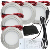 5 Stück Flache LED Möbel-Einbaustrahler Mila...