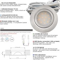 Flache IP44 LED Möbel Einbauspots New Lina 12V - 2W...