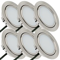 6 Stück - Flache LED Möbel Einbauleuchte Milena 12V - 3W - Mit LED Trafo und 230V Zuleitung