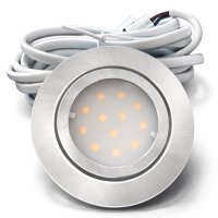 3er Set | Flache LED Möbel Einbauspots New Lina | 12V | 2W | LED Trafo | mit Schnurschalter