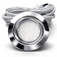 3er Set | Flache LED Möbel Einbauspots New Lina | 12V | 2W | LED Trafo | mit Schnurschalter