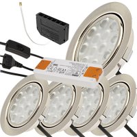 5er Set / Flache LED Einbauspots Lina / 12Volt / 3W /...