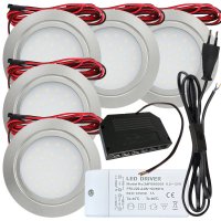 5 Stück Flache LED Möbel-Einbaustrahler Mila...