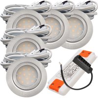 5er Set | Flache LED Möbel Einbauspots New Lina |...