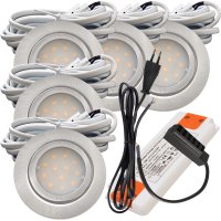 5er Set | Flache LED Möbel Einbauspots New Lina |...