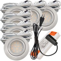 6er Set | Flache LED Möbel Einbauspots New Lina |...
