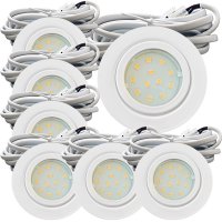 7er Set | Flache LED Möbel Einbauspots New Lina | 12V | 2W | LED Trafos | 72mm