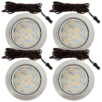 4er Set Flache LED Möbel Einbauspots Lina 12V - 3W - mit Dimmer und Fernbedienung