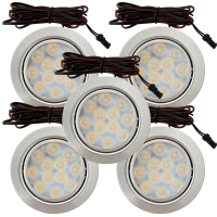 5er Set Flache LED Möbel Einbauspots Lina 12V - 3W - mit Dimmer und Fernbedienung