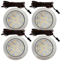 6er Set Flache LED Möbel Einbauspots Lina 12V - 3W - mit Dimmer und Fernbedienung
