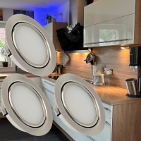 3er Set Flache LED Möbel Einbauspots Milena 12V - 3W - mit Dimmer und Fernbedienung