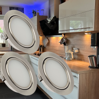 3er Set Flache LED Möbel Einbauspots Milena 12V - 3W - mit Dimmer und Fernbedienung