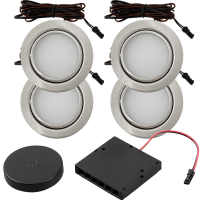 4er Set Flache LED Möbel Einbauspots Milena 12V - 3W...