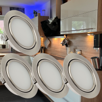 4er Set Flache LED Möbel Einbauspots Milena 12V - 3W - mit Dimmer und Fernbedienung