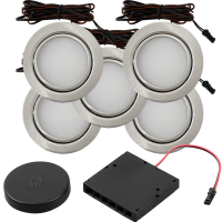 5er Set Flache LED Möbel Einbauspots Milena 12V - 3W...