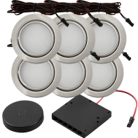 6er Set Flache LED Möbel Einbauspots Milena 12V - 3W...