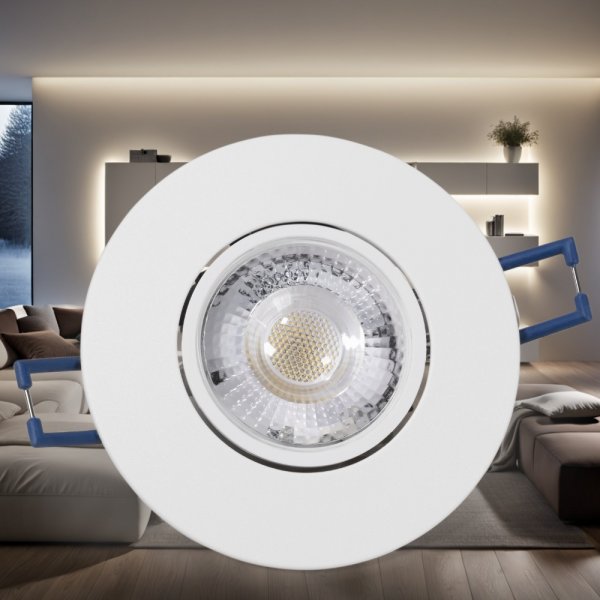 LED Einbauleuchte - 230V - 4.5W - 450Lumen - Weiss - Ø=90x25mm