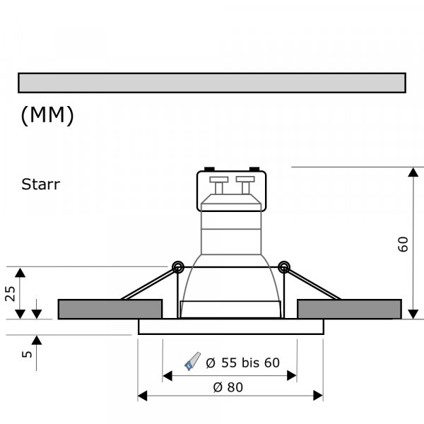 LED Einbaustrahler TOM 230V • GU10 6W • Ø 80 mm • Warmweiß