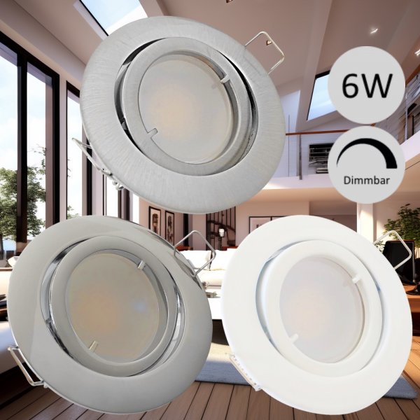 6W LED Einbauspots - Modell Timo - 230V - Dimmbar - Bohrloch 68 bis 75mm