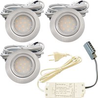 3er Set Flache LED-Möbel-Einbauspots New Lina, IP44,...