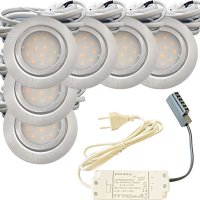 6er Set Flache LED-Möbel-Einbauspots New Lina, IP44,...